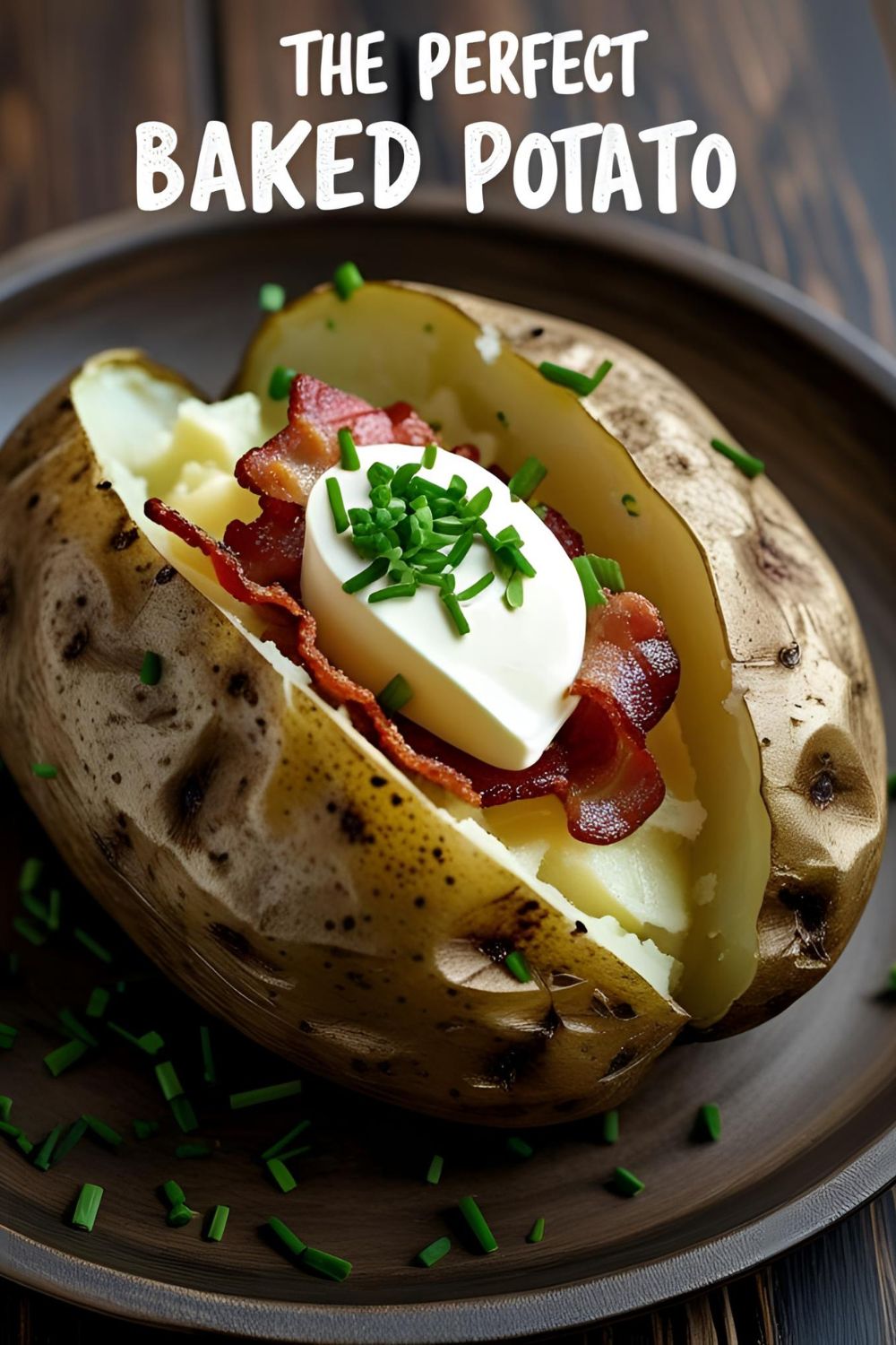 A step-by-step guide on how to make a baked potato with crispy skin and a fluffy inside.