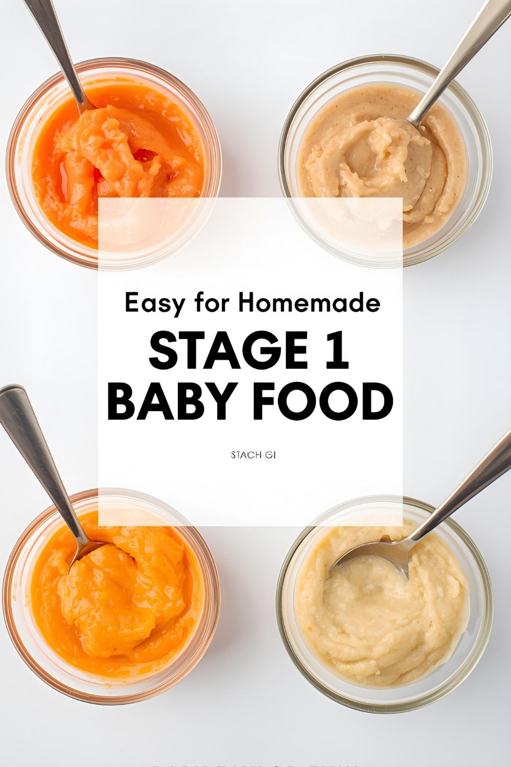 Simple and nutritious homemade Stage 1 baby food purees for infants.