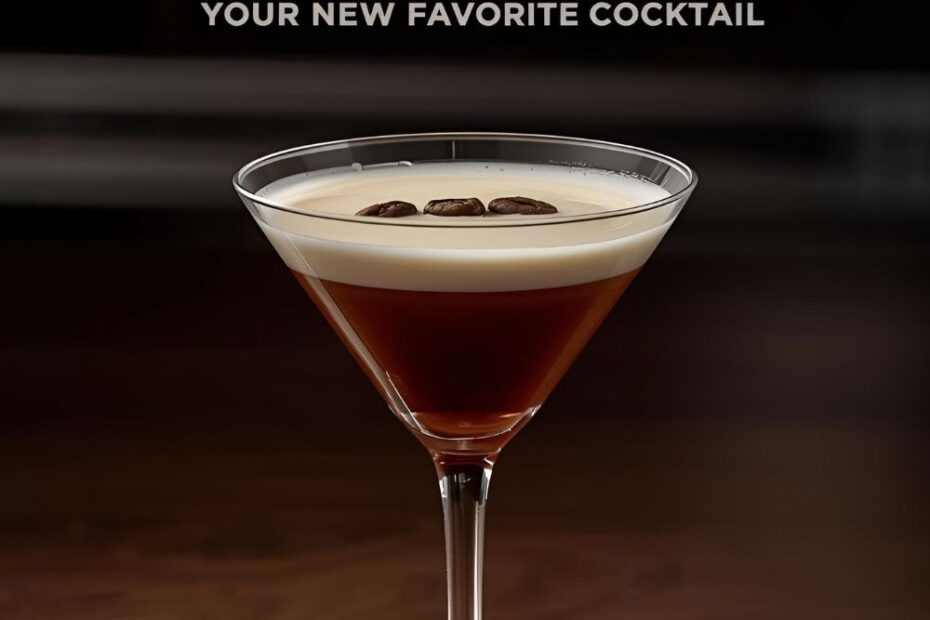 A beautifully garnished espresso martini with the text "How to Make an Espresso Martini."