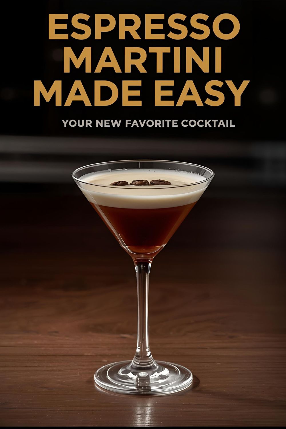 A beautifully garnished espresso martini with the text "How to Make an Espresso Martini."