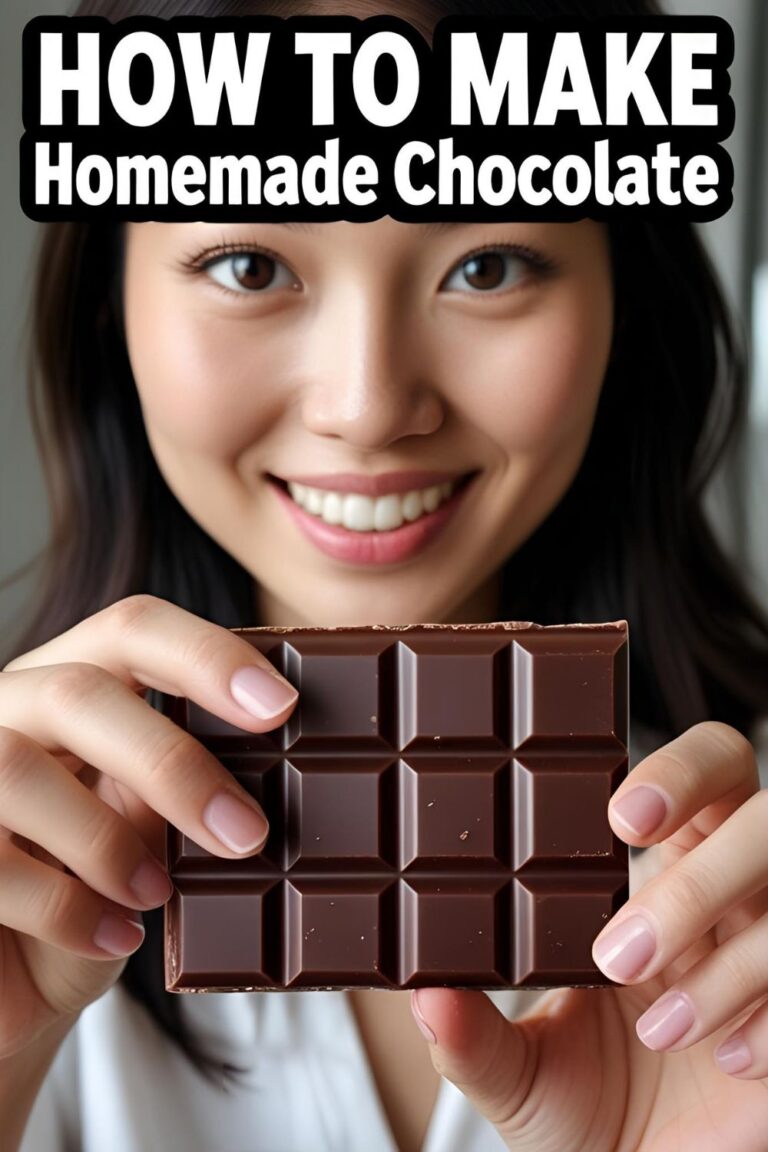 A hand snapping a piece of a homemade chocolate bar with the text overlay "How to Make Homemade Chocolate."