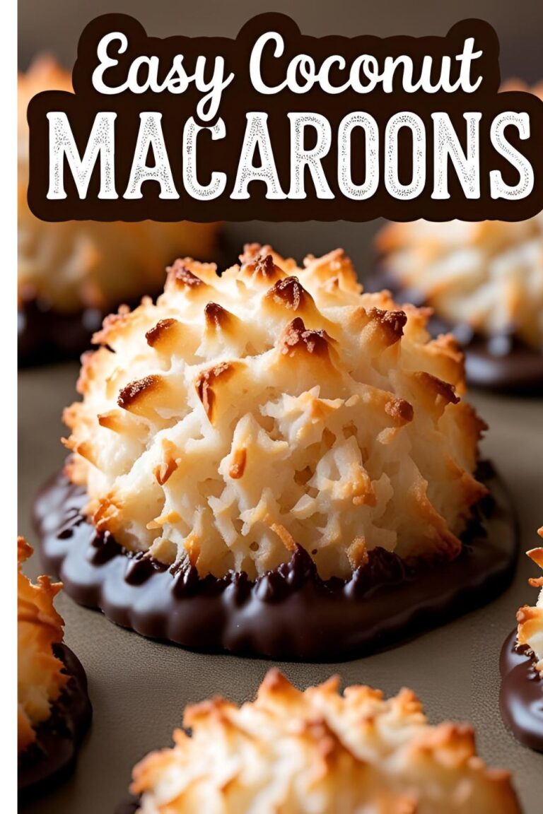 A perfectly baked, golden-brown coconut macaroon with its base dipped in dark chocolate, sitting on parchment paper.