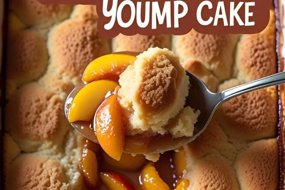 A guide on how to make the best and easiest peach cobbler dump cake from scratch.