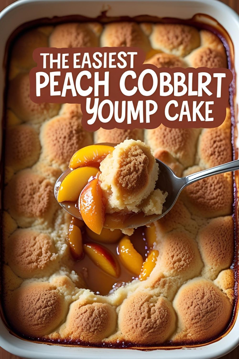 A guide on how to make the best and easiest peach cobbler dump cake from scratch.