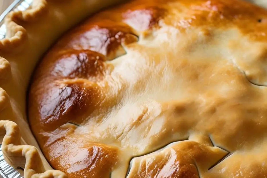 A perfect, golden-brown, flaky homemade all-butter pie crust, beautifully crimped and ready for filling.