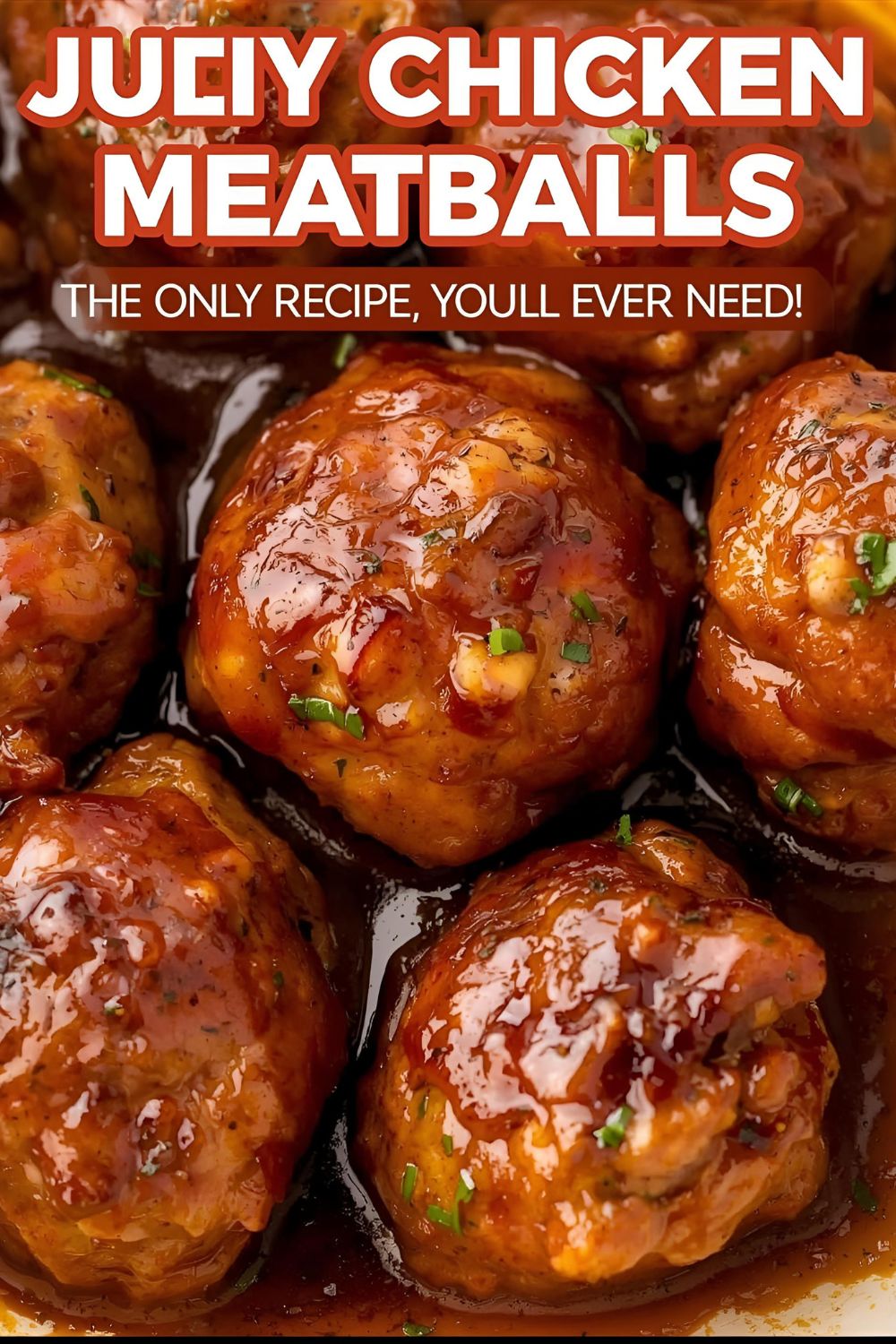 A close-up of delicious, golden-brown chicken meatballs with the text "Chicken Meatball Recipe."