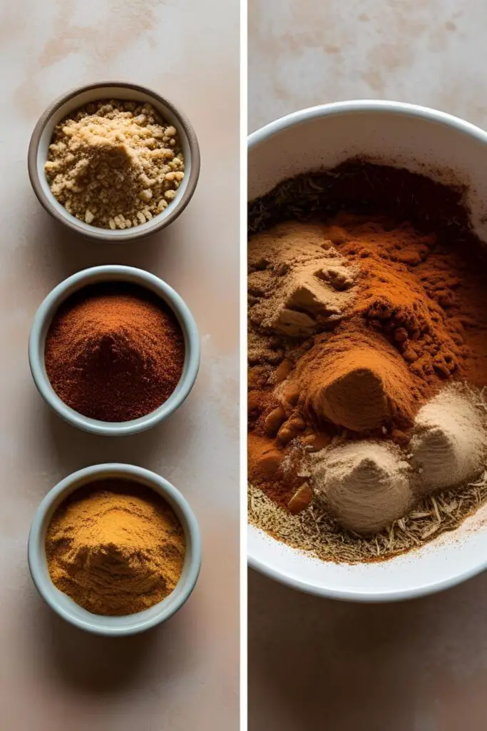 The process of combining individual spices to make pumpkin spice