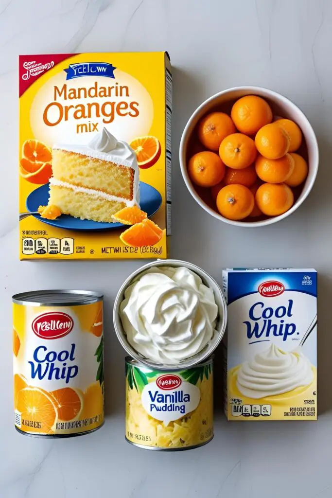 Ingredients for an easy mandarin orange sunshine cake