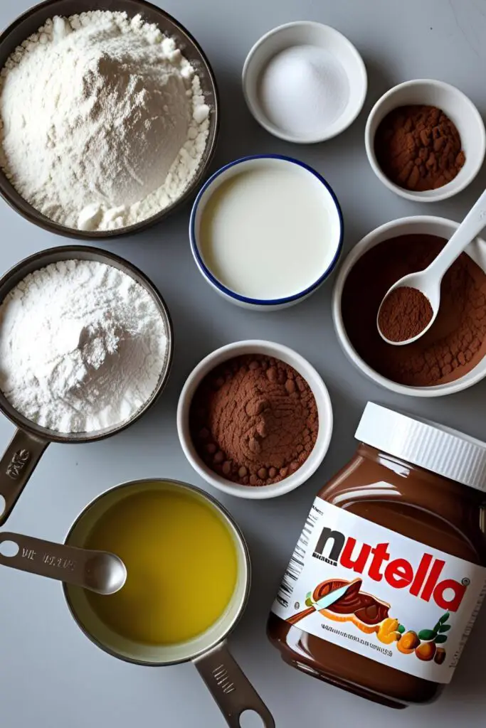 Ingredients for making a quick Nutella mug cake