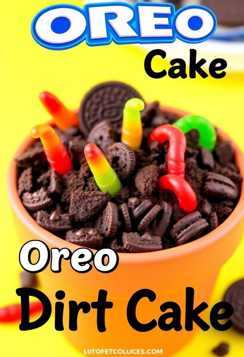 A fun Oreo dirt cake served in a flower pot with the text overlay "The Ultimate Oreo Dirt Cake."