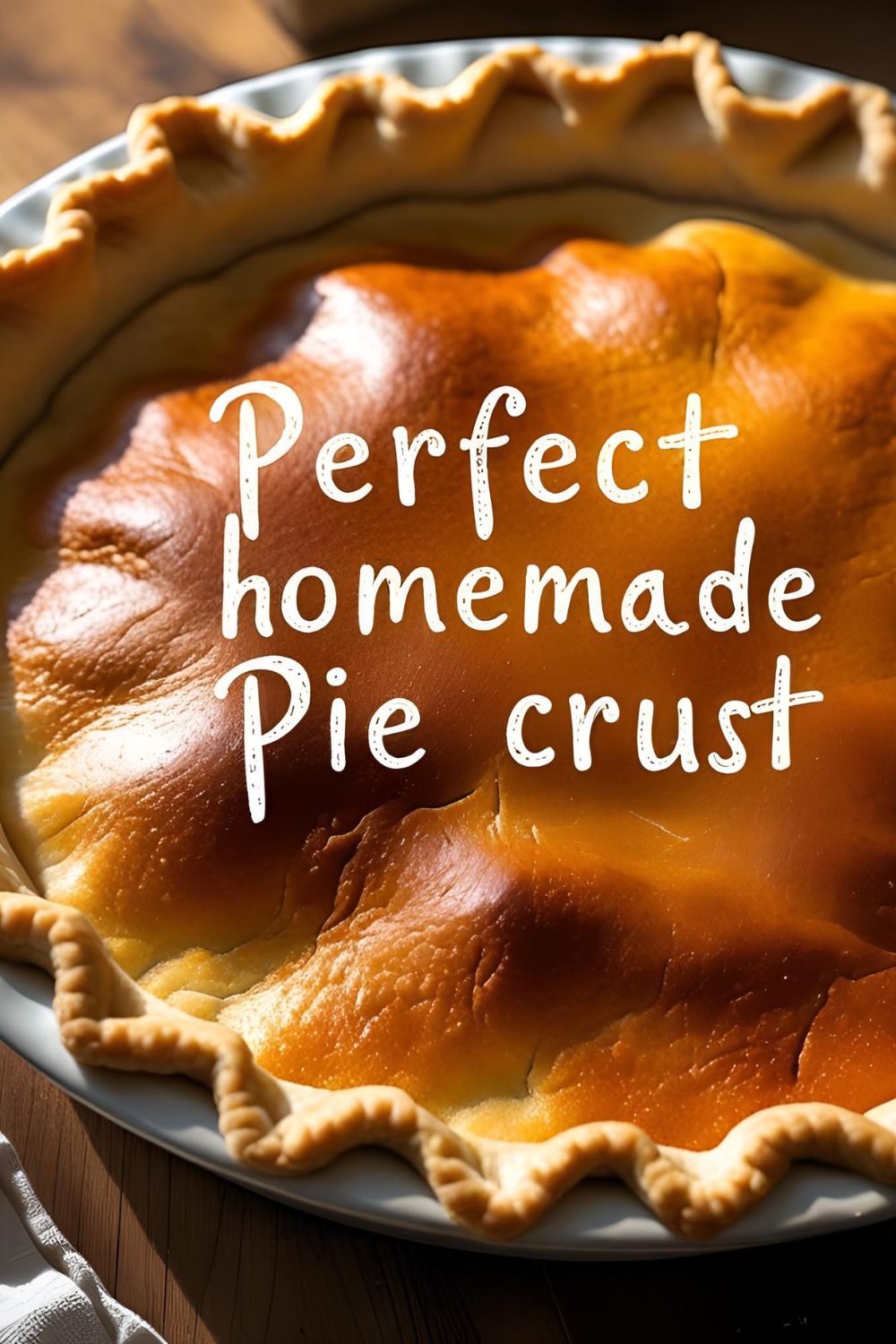 A golden-brown, flaky homemade pie crust in a pie dish, ready for filling.