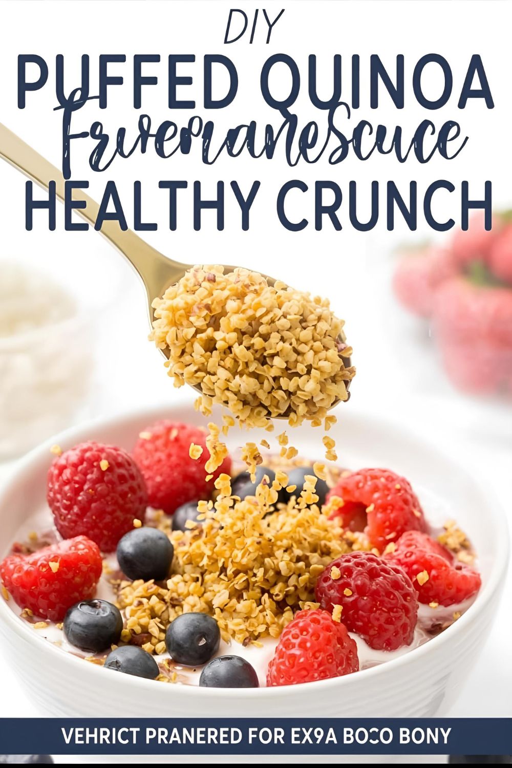 A bowl of yogurt topped with crispy puffed quinoa, with the text "How to Make Puffed Quinoa."