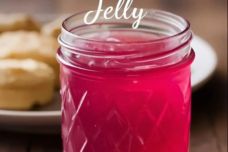 A beautiful jar of homemade red clover jelly with a text overlay that says "How to Make Red Clover Jelly."