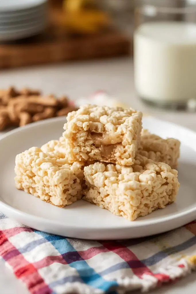 Plate of delicious rice krispie treats