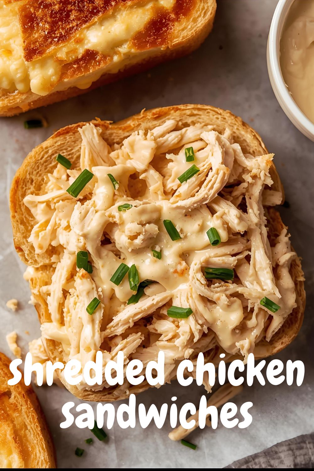 Delicious homemade shredded chicken sandwich.