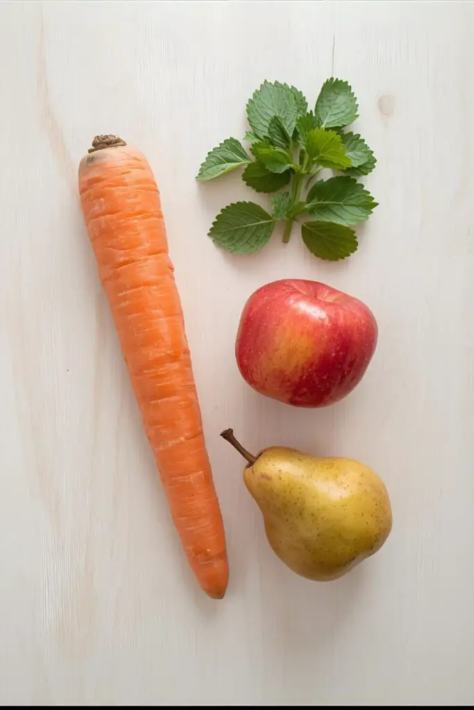Fresh and wholesome ingredients for making homemade Stage 1 baby food.