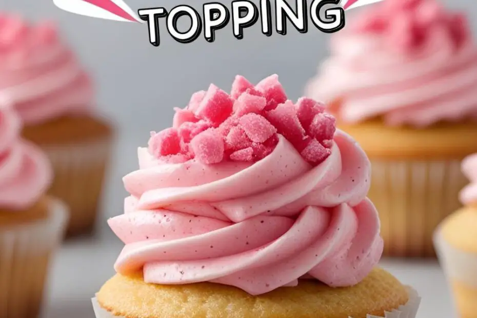 "EASY STRAWBERRY CRUNCH TOPPING" on a vibrant, appealing image of the pink crumble in a bowl