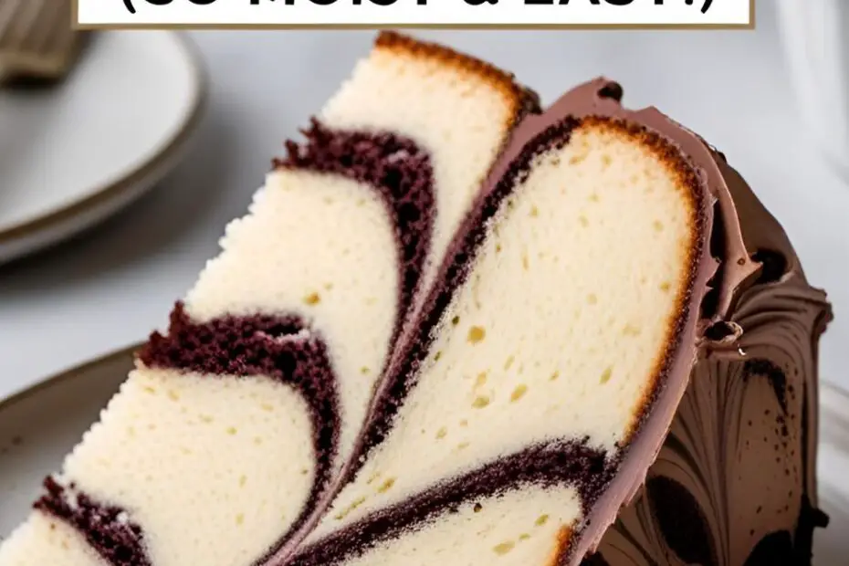 A slice of the best easy and moist marble cake