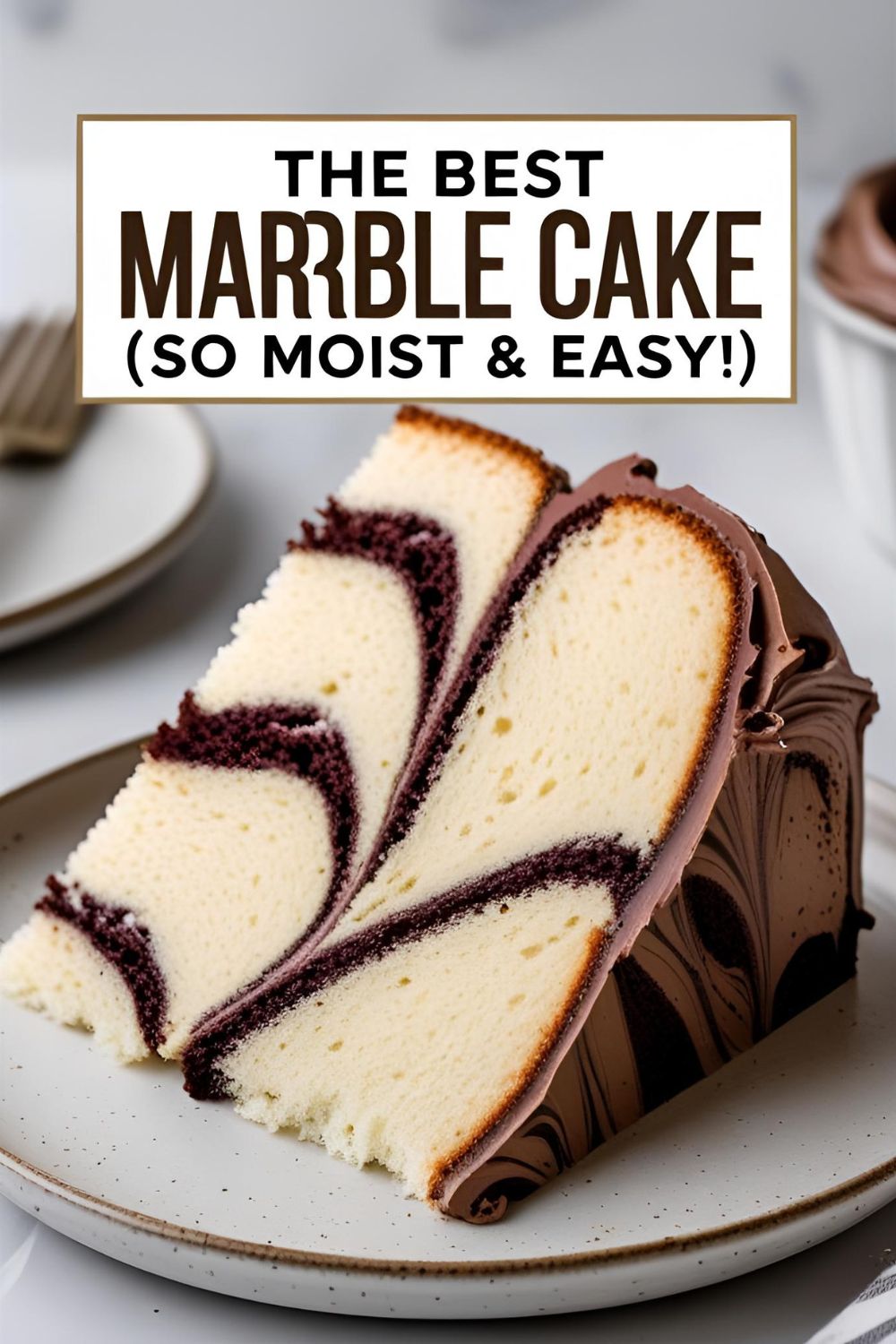 A slice of the best easy and moist marble cake