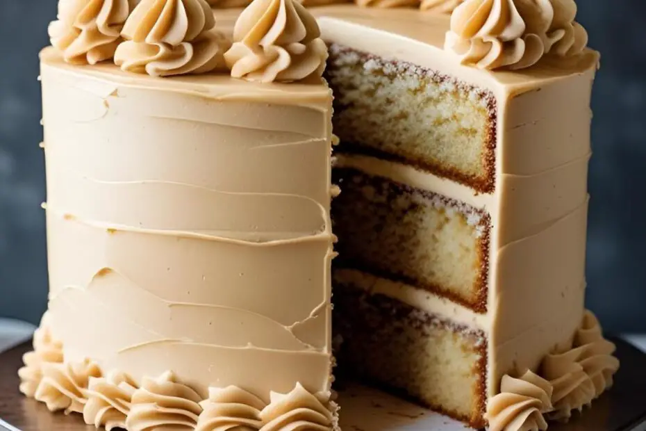 A slice of the best homemade caramel cake.