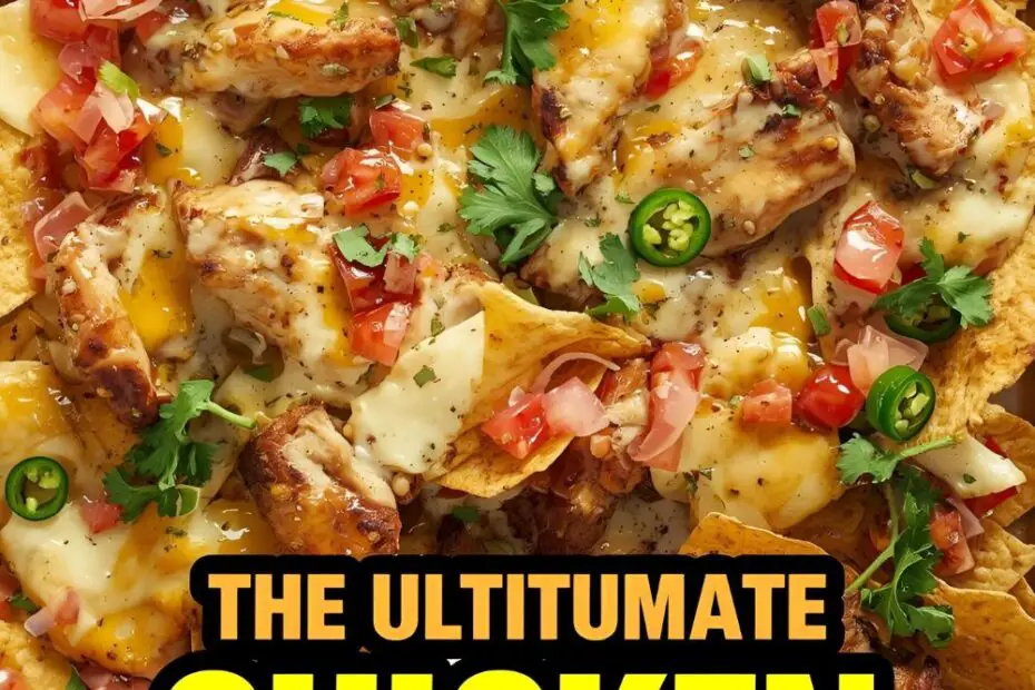The ultimate easy recipe for loaded sheet pan chicken nachos that are perfect for a party.