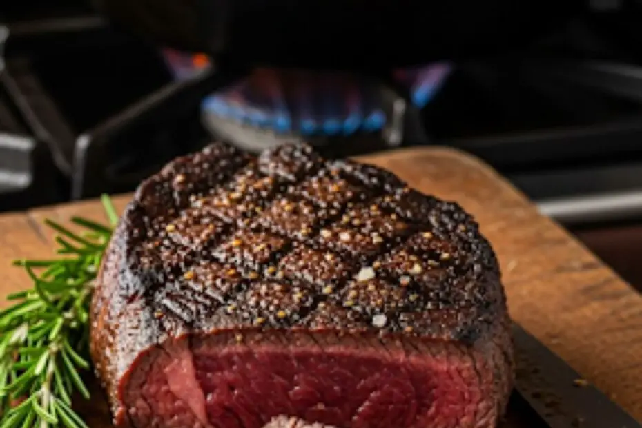 Text overlay "How to Cook the Perfect Sirloin Steak" over a stunning, close-up shot of a perfectly cooked and sliced sirloin steak, revealing a juicy, pink center.